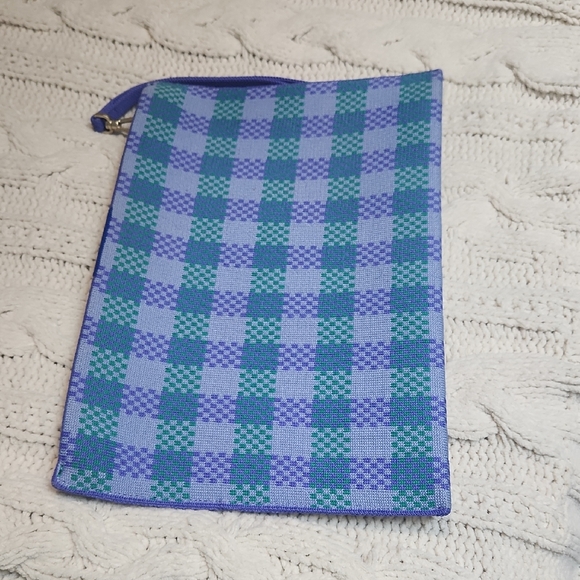 Rothy's Purple and Teal Checkered Pouch - Picture 1 of 4
